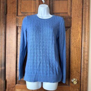 Talbots Blue Pullover Cable Knit Sweater w/Sleeve Button Accents Medium